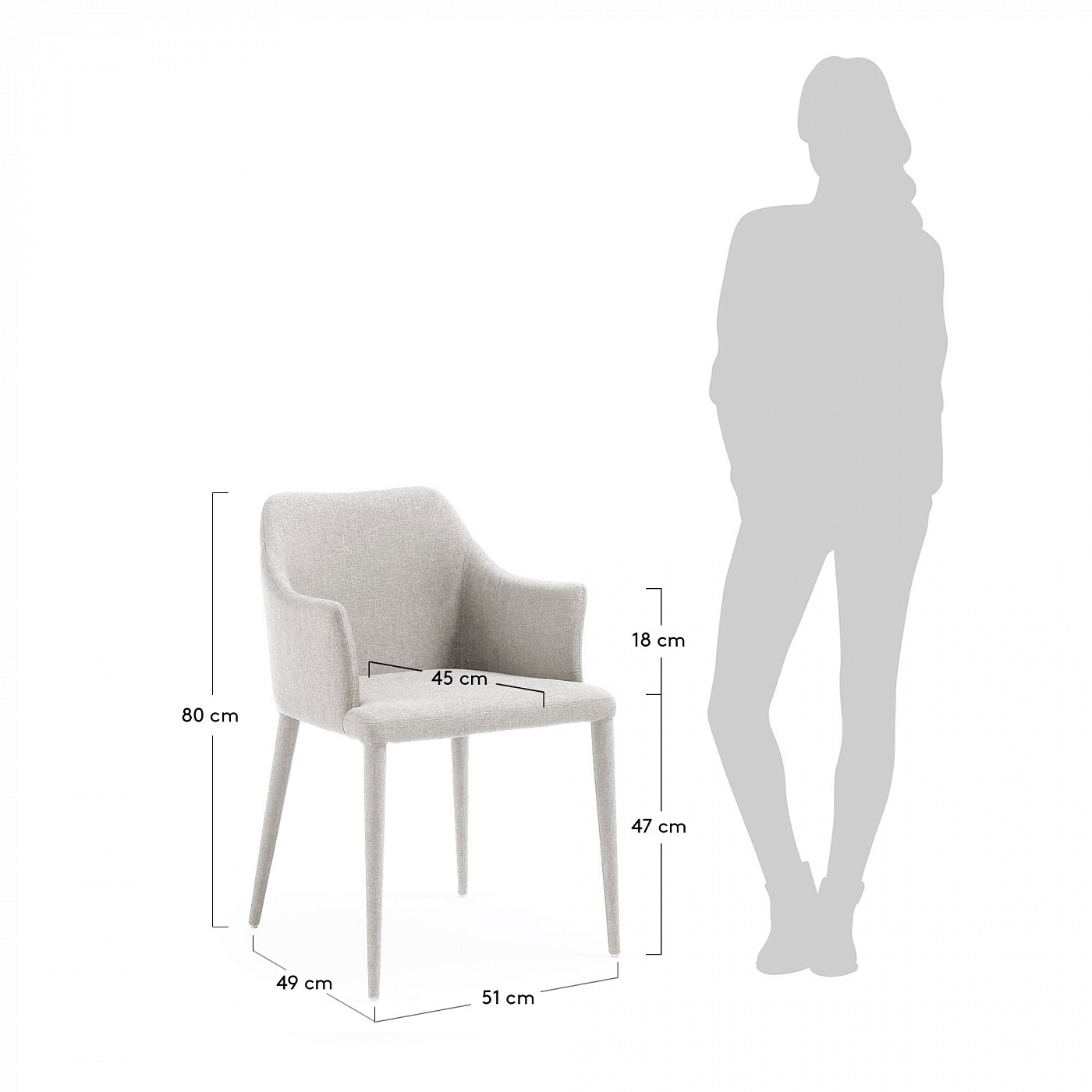 058576 Кресло ткань светло-серая La Forma Danai  - Вид №1