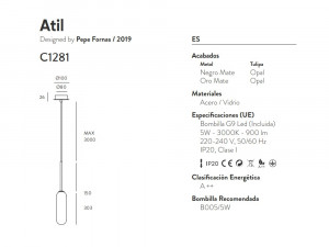 085265 Подвесной светильник латунь Aromas del Campo Atil