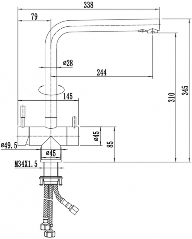 Смеситель ZorG Inox SZR-2020 BR/ GRAFIT для кухонной мойки, бронза/графит - Вид №1