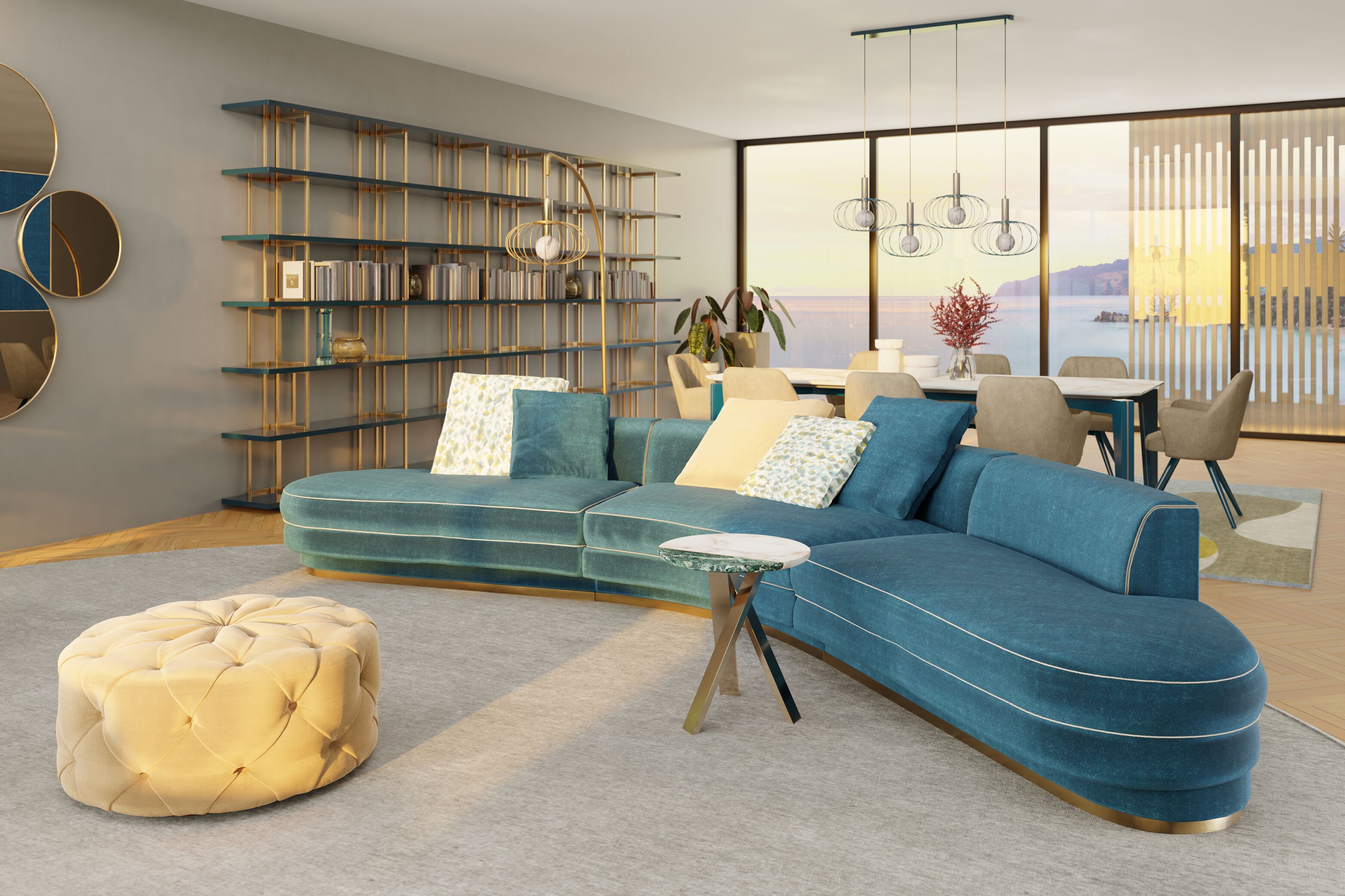 Изогнутый диван из ткани Borzalino Franklin ARCH-00033176 - Вид №13