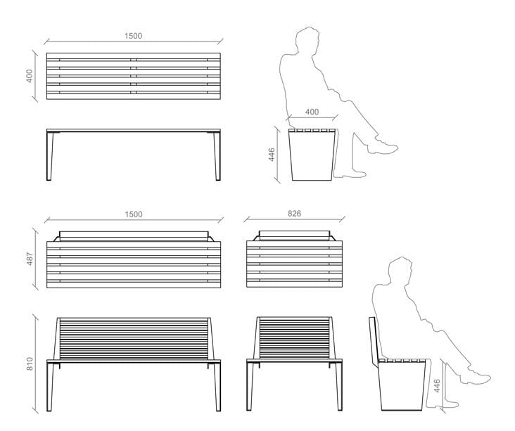 Деревянная и стальная скамья LAB23 Мэрилин ARCH-00104415 - Вид №8