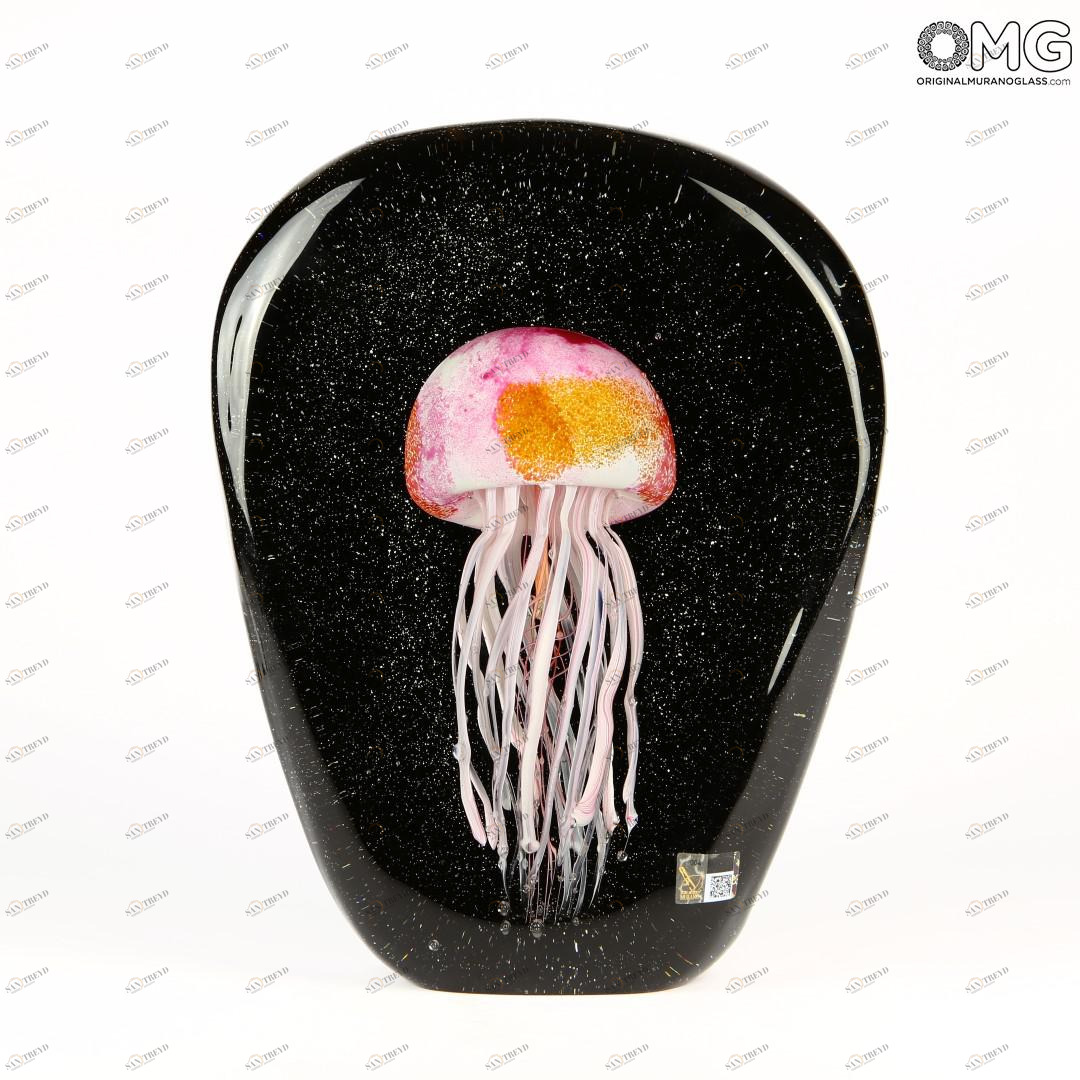 2592 ORIGINALMURANOGLASS Скульптура-лампа LED Розовая медуза - Original Murano Glass OMG 28 см 