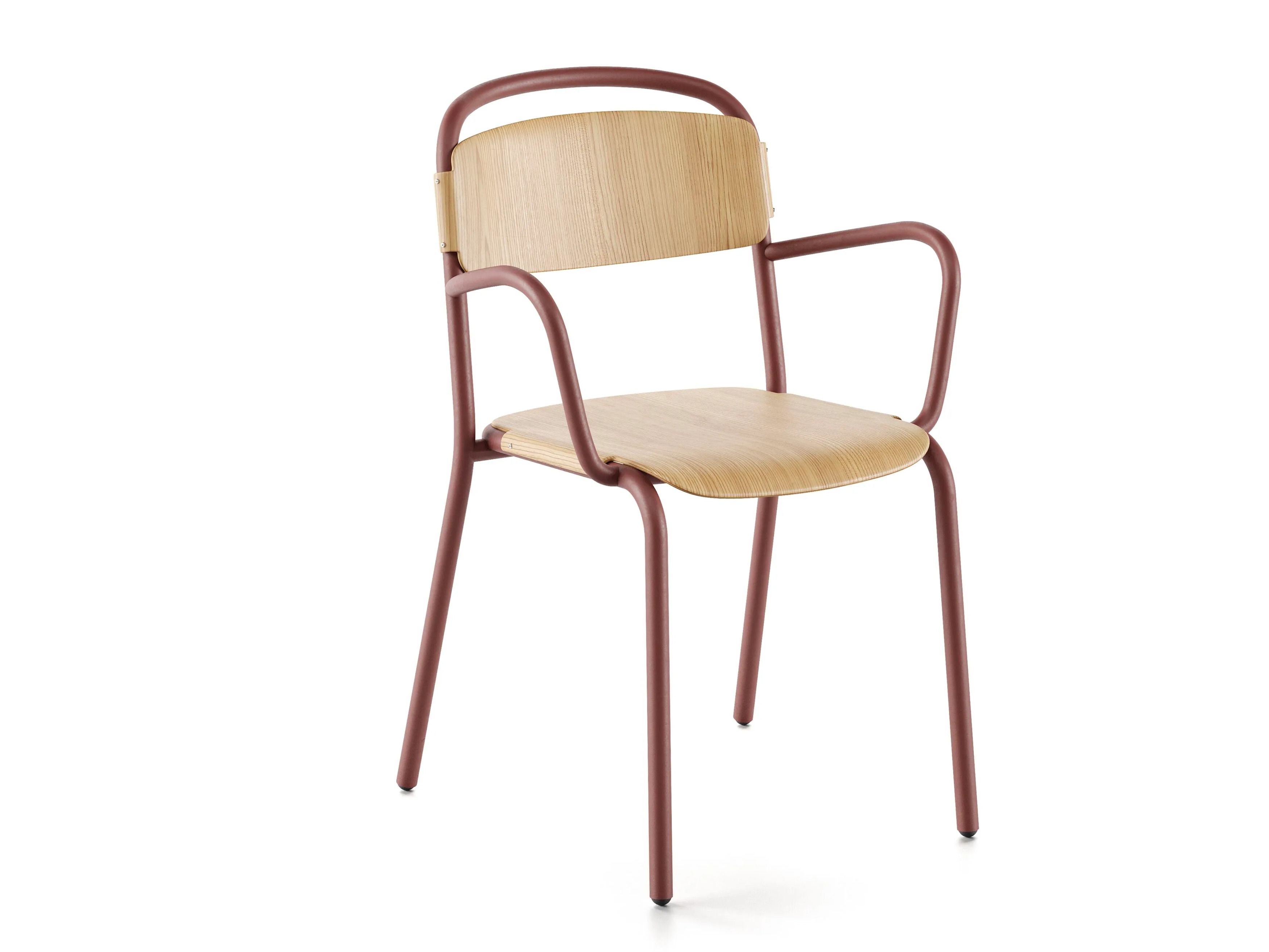 Штабелируемый стул из стали и дерева с подлокотниками Infiniti Skol ARCH-00034018