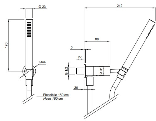 Antonio Lupi Design Смеситель для душа с ручным душем Timbro Antoniolupi sun-id-1436462 - Вид №1