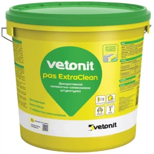 Декоративная штукатурка Vetonit ПАС Экстраклин силикатно-силиконовая 1.5 мм "шуба" база 100А белая 25кг