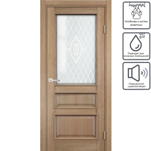 Дверь межкомнатная остеклённая с замком в комплекте Барселона 200x70 см ПВХ цвет орех