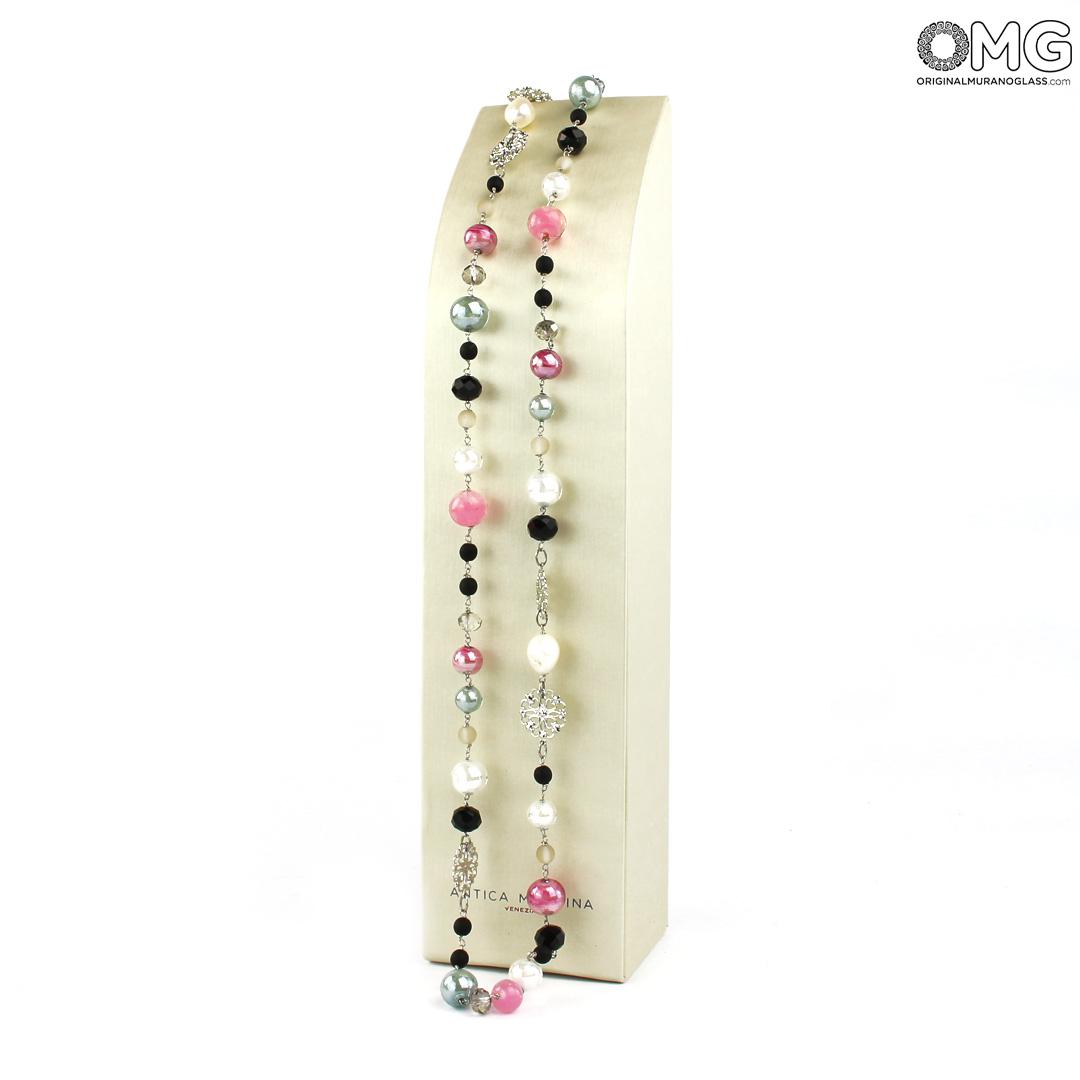 3808 ORIGINALMURANOGLASS Колье в два ряда Ирис - Коллекция Antica Murrina - муранское стекло OMG 144 см  - Вид №1