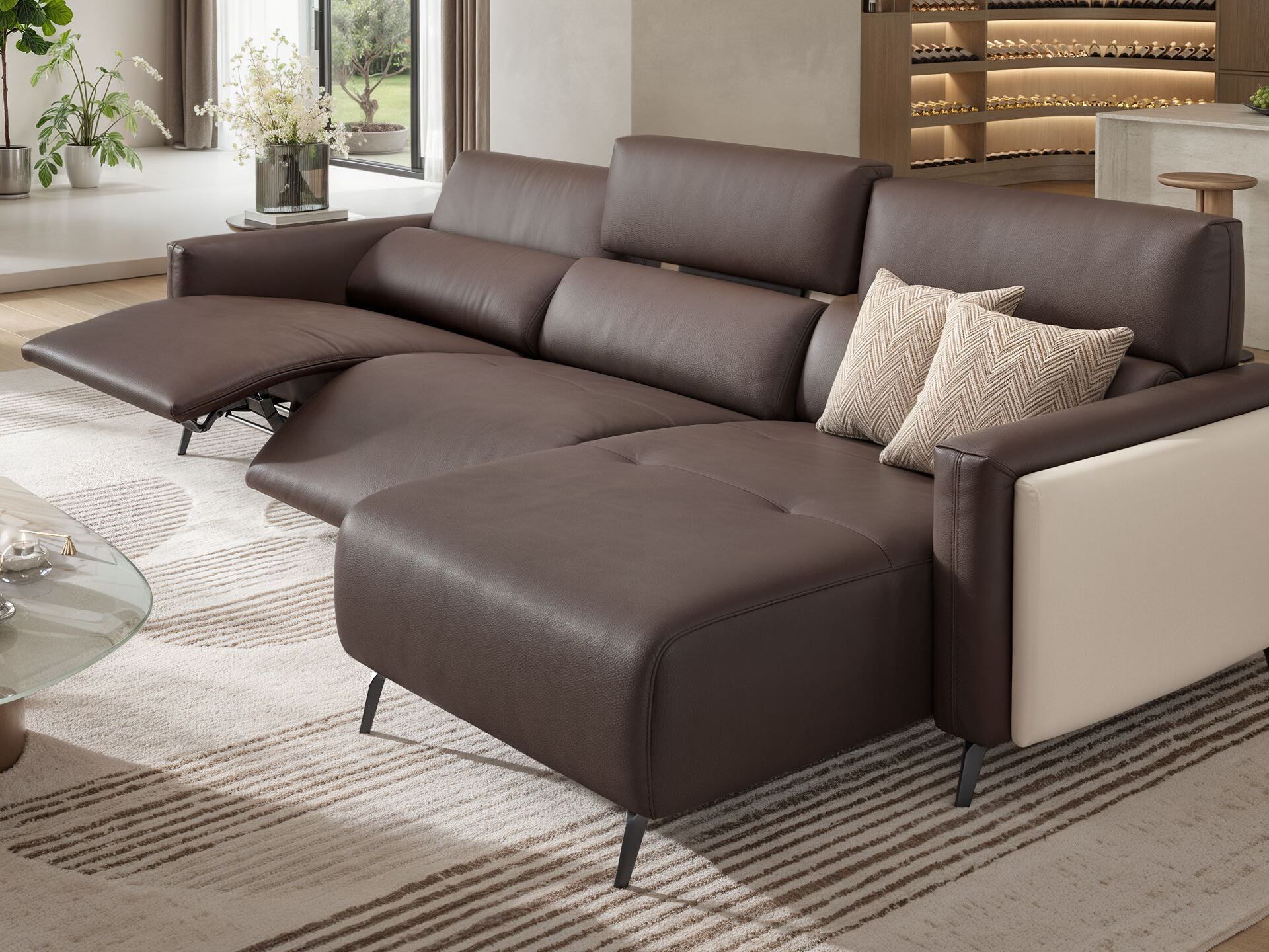 Кожаный диван с полуостровом Sofanella Avella ARCH-00119540 - Вид №5