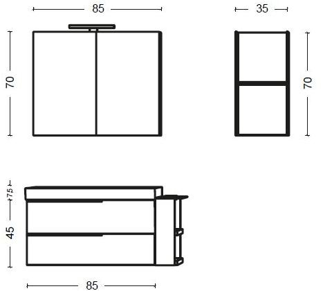 Mobiltesino Лаковая тумба под умывальник с ящиками и зеркалом Fly sun-id-1423997 - Вид №5