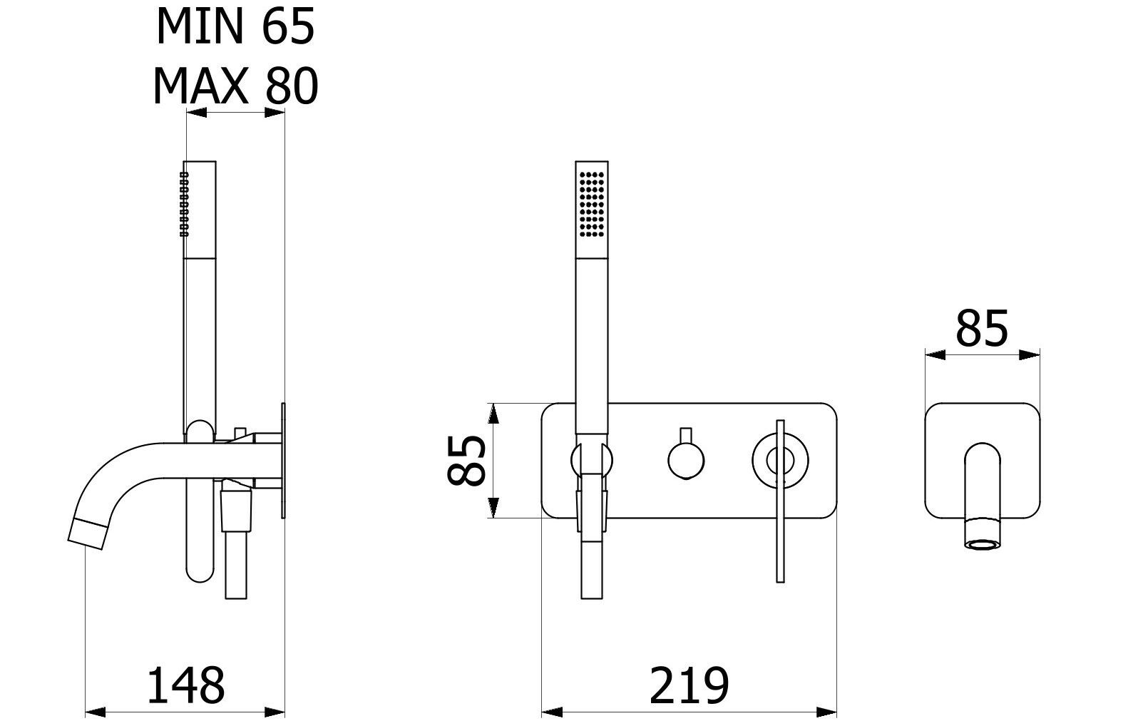 Смеситель для душа с 4 отверстиями и ручным душем IB Soho ARCH-00114766 - Вид №6
