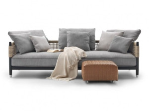 3-местный диван из ткани и соломенной ткани