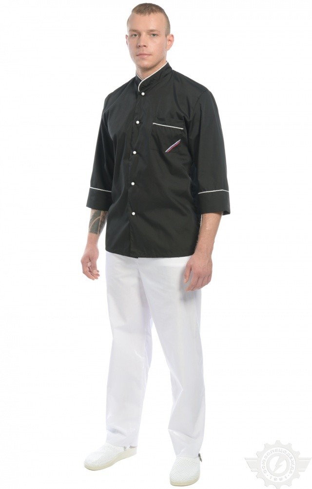 69101 Куртка поварская "Люкс-Лайт" черная  Повар  размер 48-50/170-176 Спецодежда  - Вид №6