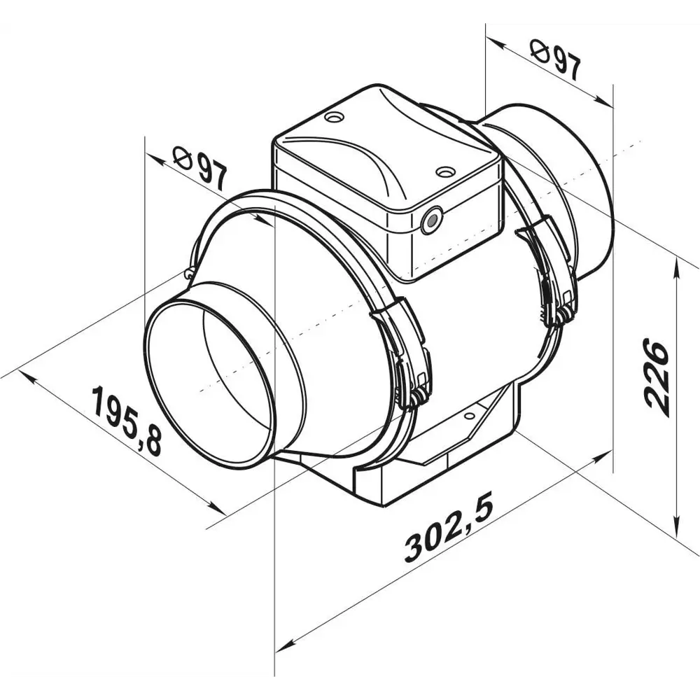 Вентилятор канальный центробежный Вентс D100 мм 36 дБ 187 м³/ч цвет белый STLM-2047762 - Вид №5