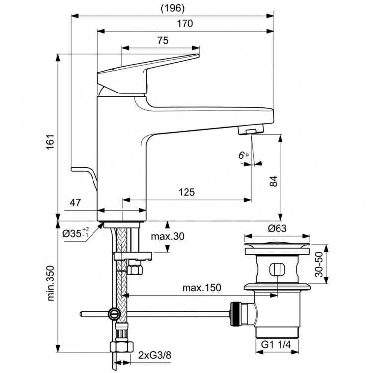 BD232AA Смеситель для раковины Ideal Standard CERAPLAN  - Вид №3