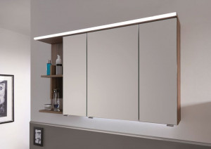 SET42121L(161) Puris Purefaction, зерк. шкаф (3 двери) с LED подсветкой 1200 мм левый, цвет белый высокоглян.