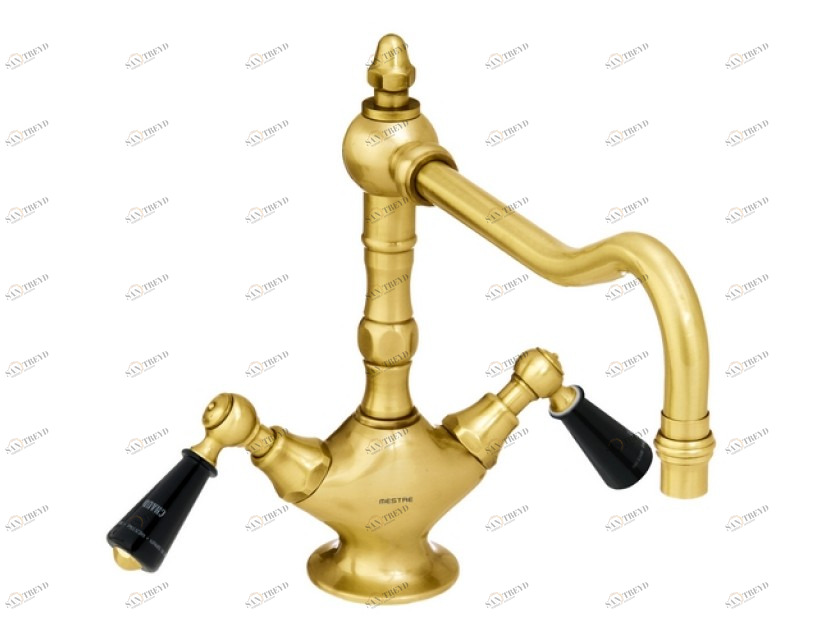 035030.MN0.50 Смеситель для мойки на одно отверстие, черный фарфор Яркий хром Mestre RETRO