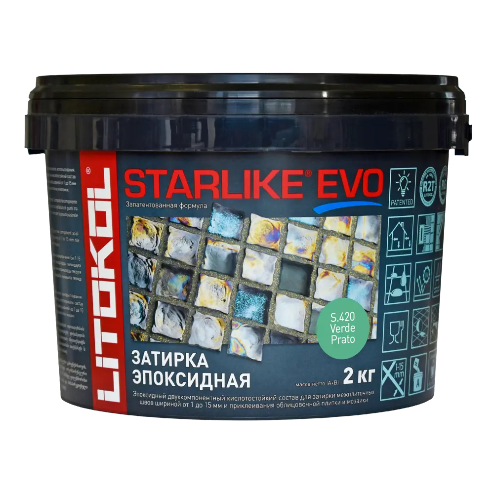 Затирка эпоксидная LITOKOL Starlike Evo S.420 цвет зелёная трава 2 кг Без серии STLM-2103705 - Вид №1