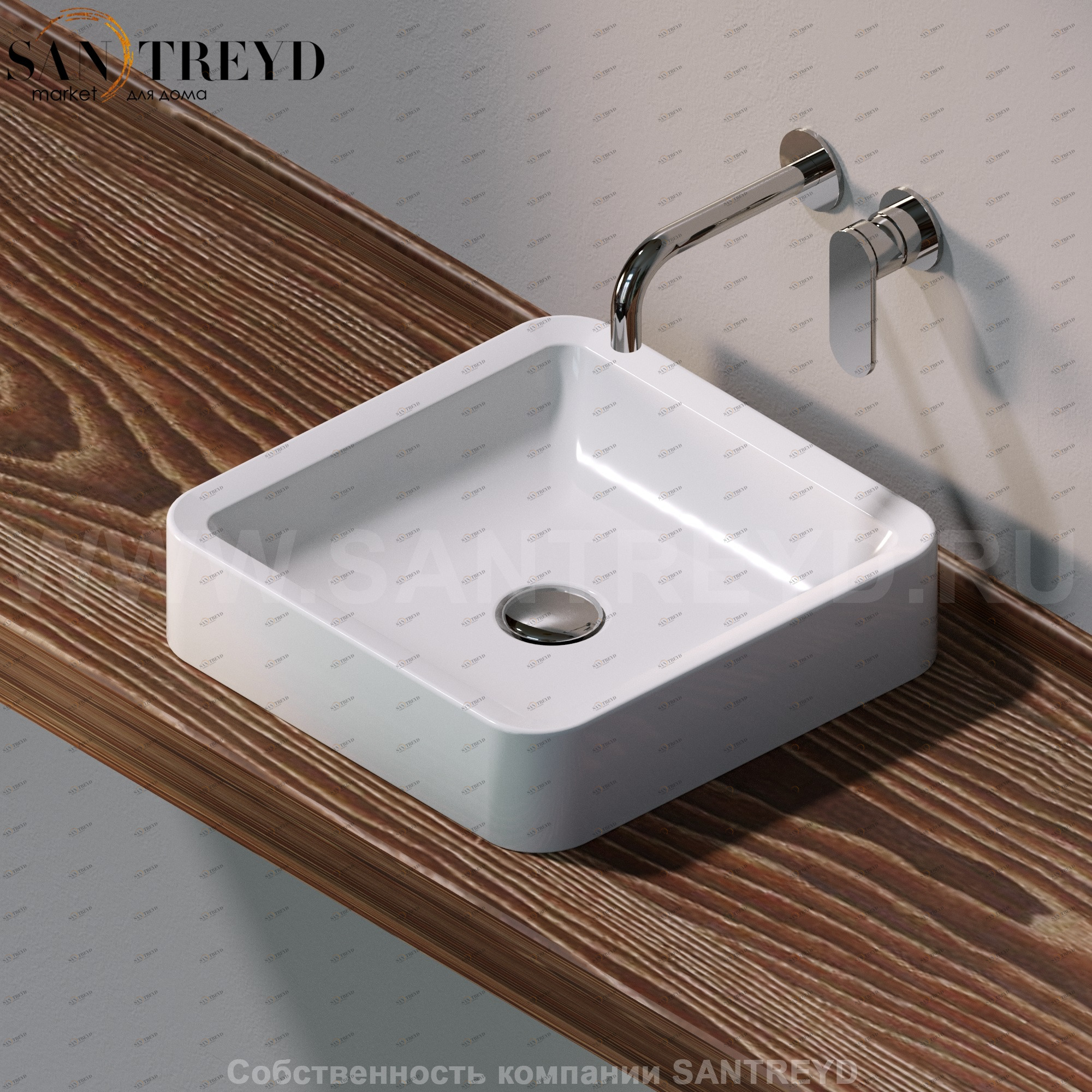 NL40A9016 Накладная раковина под столешницу  квадратная Ceramica Flaminia Nile