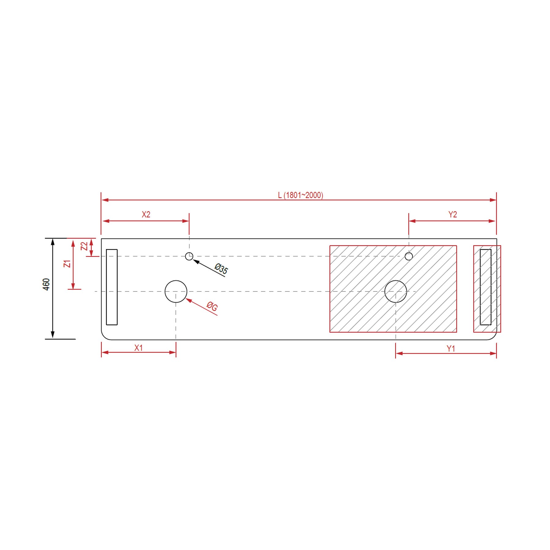 24468 SALGAR Столешница 1801–2000 для верхней раковины с полотенцесушителем WHITE SOLID 12 мм  - Вид №1