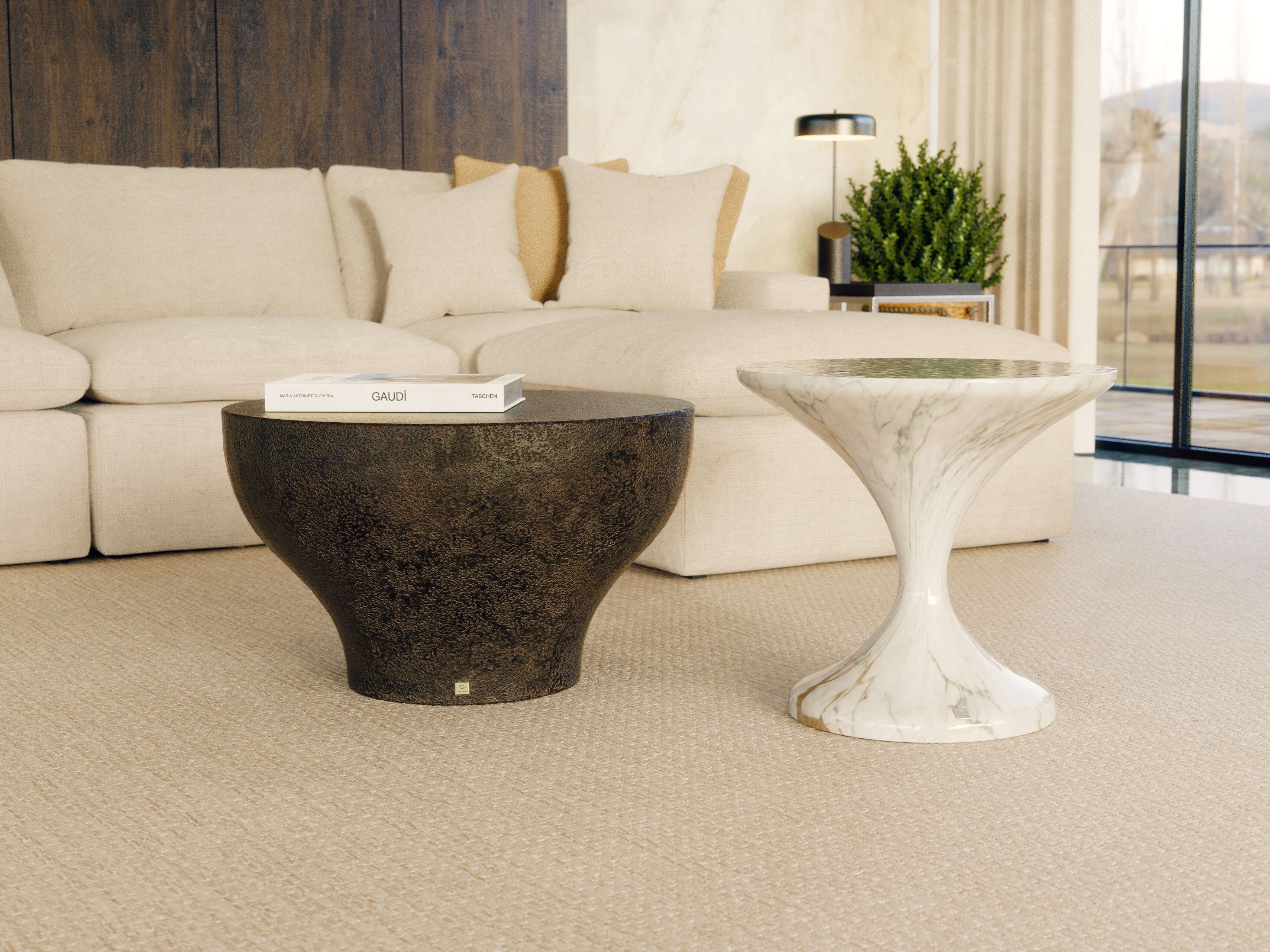 Круглый журнальный столик из стекловолокна GANSK LYA ARCH-00010435 - Вид №3