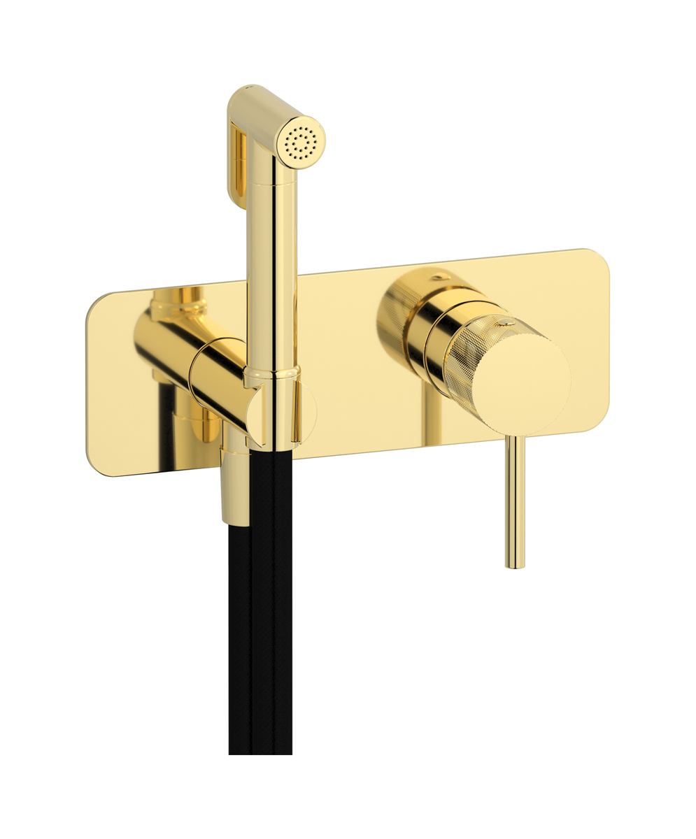 Внешние части гигенического душа со смесителем. WE ARE IB id706ii Pale Gold Industria