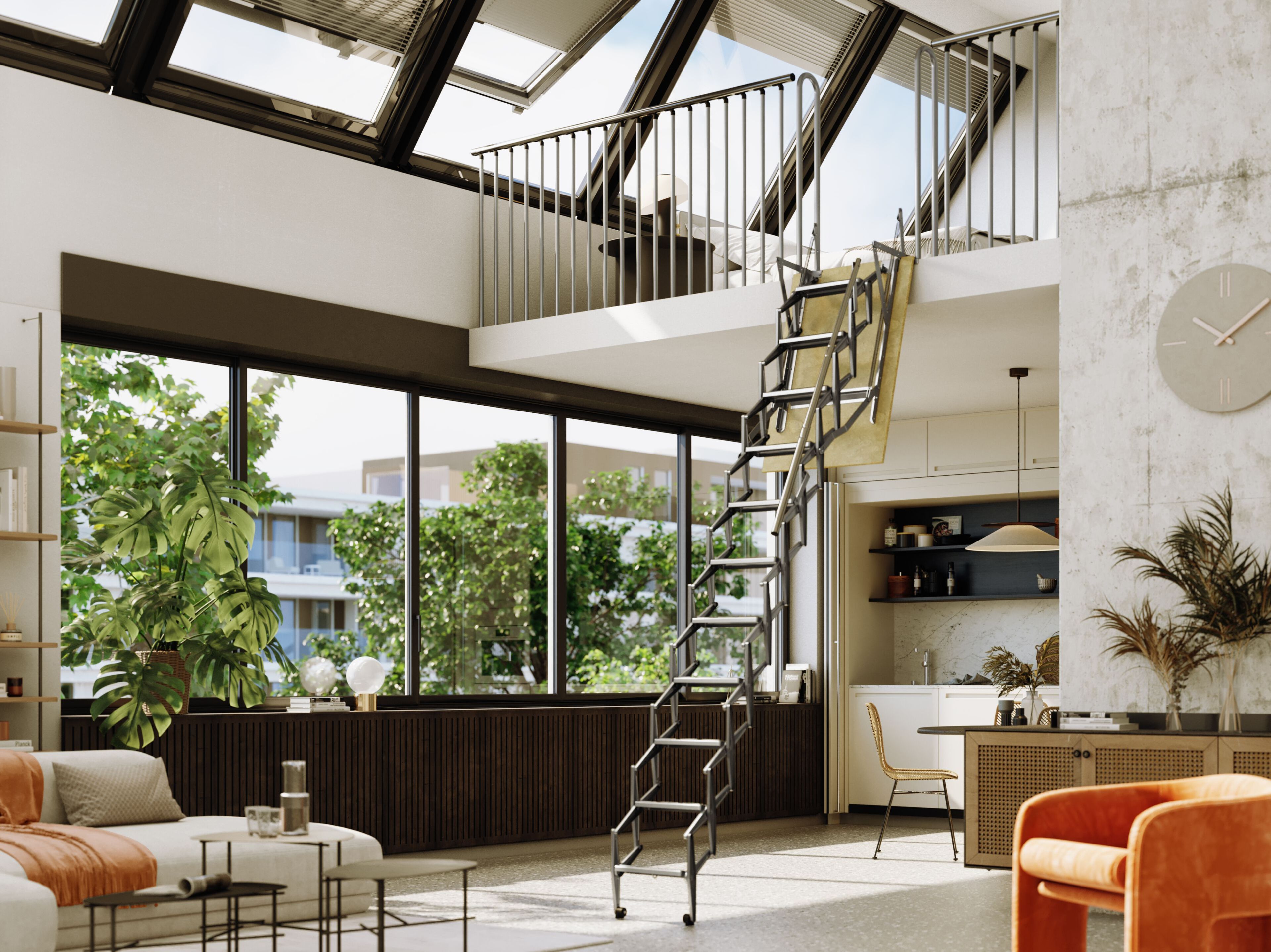 Оцинкованная стальная выдвижная лестница для мезонина Scrigno SIMPLO-LOFT ARCH-00076343 - Вид №1