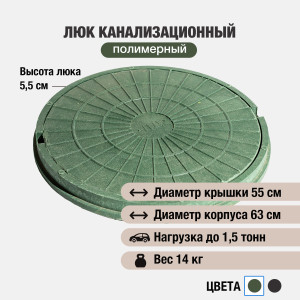 90893302 Люк колодца ⌀630мм зеленый STLM-0418302 НОВАЯ ЭРА
