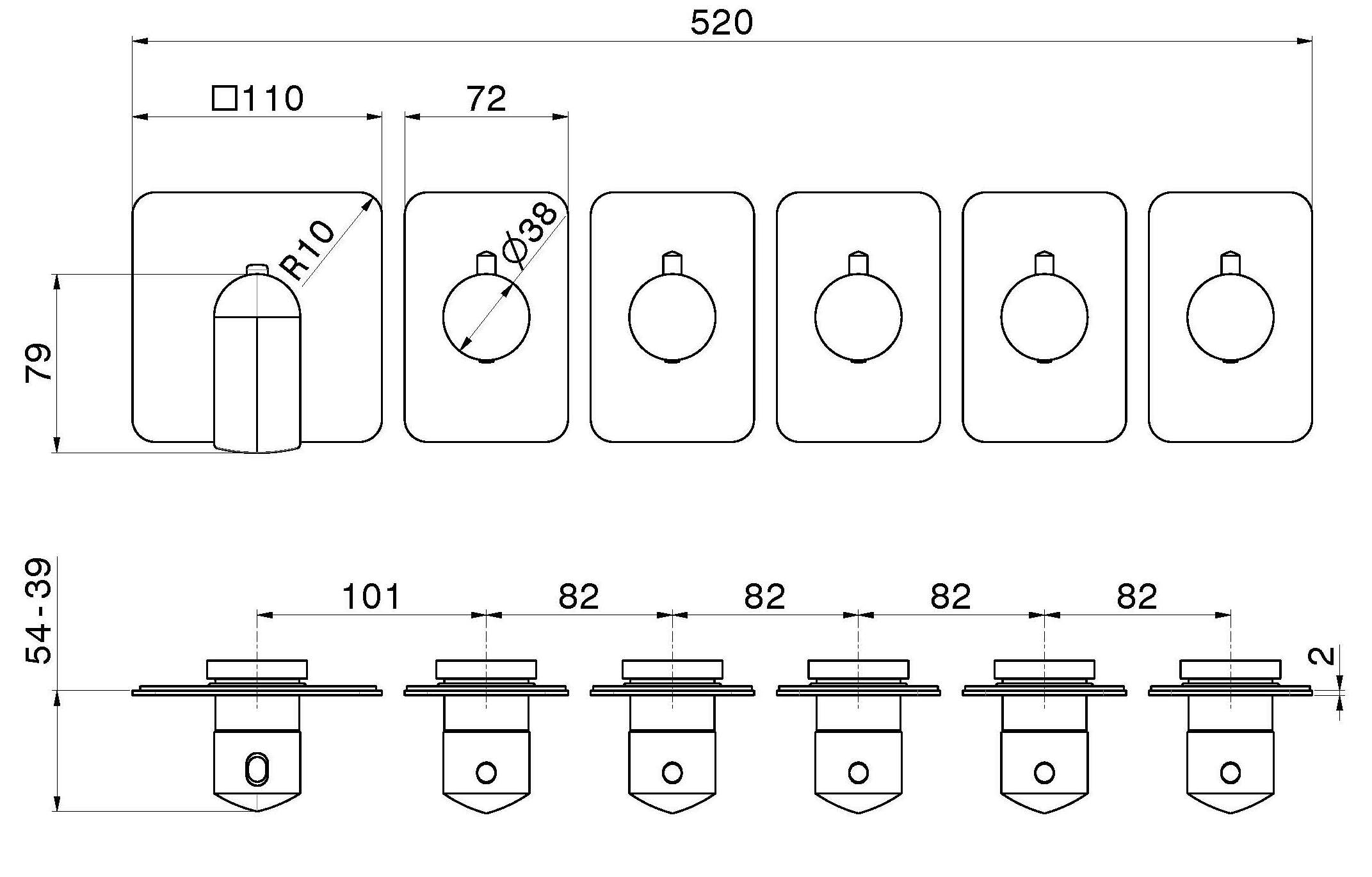 Термостатический смеситель для душа с 6 отверстиями Newform многофункциональные термостаты с 5 выходами ARCH-00083912 - Вид №1