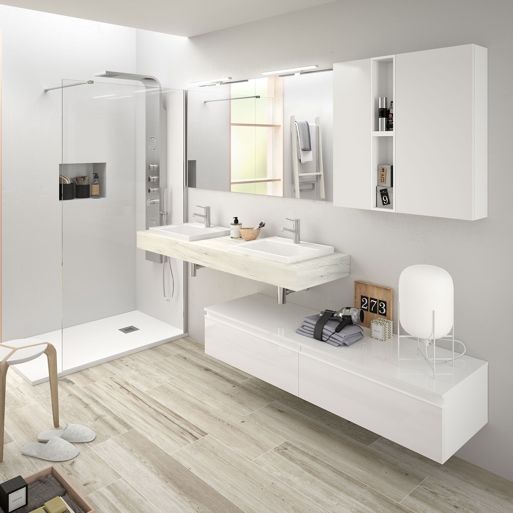 26291 SALGAR Столешница COMPAKT 51 от 1201 до 1400 мм с 2-мя полувставными чашами ARTIC OAK 
