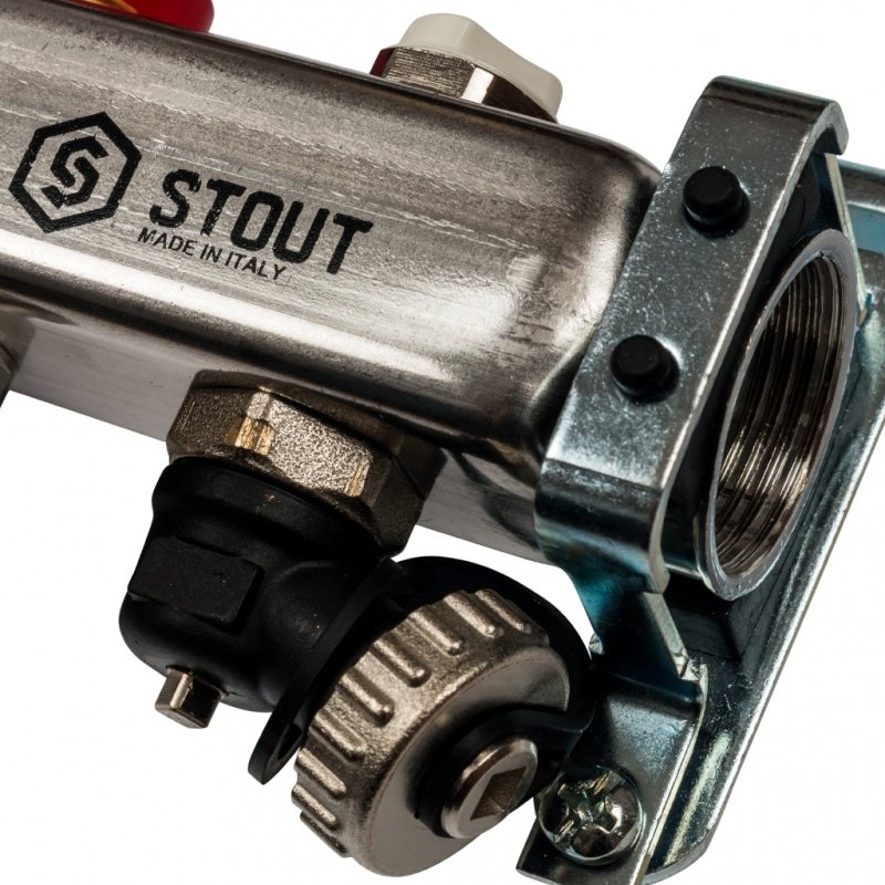 Коллектор из нерж. стали на 4 вых. с расходомерами, сливом и клапаном STOUT SMS0927000004 - Вид №4