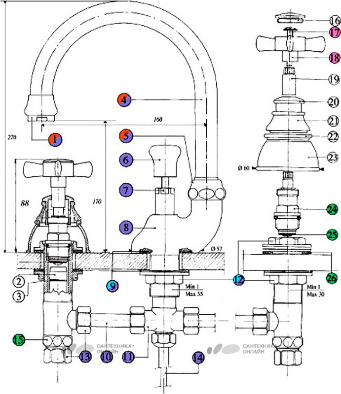 610920JJ18 Смеситель Bandini Old England Santreyd - Вид №2