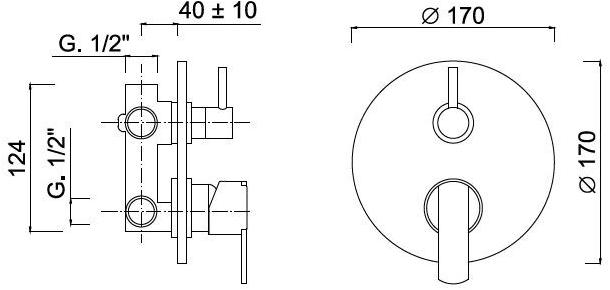 Rubinetteria Giulini Смеситель для душа с переключателем Surf F5813-4 - Вид №1