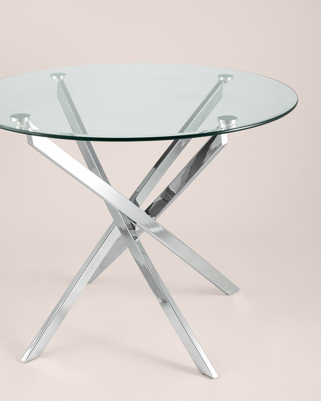 Стол обеденный стеклянные круглый прозрачный D 90 см Hydra STOOL GROUP HYDRA 00-3958827 Прозрачный;хром - Вид №2