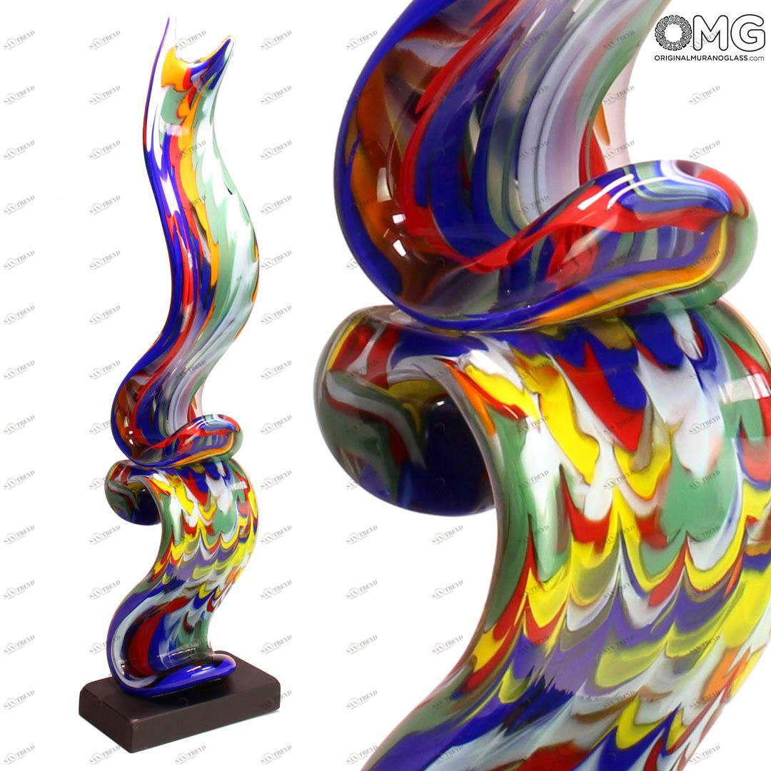 4541 ORIGINALMURANOGLASS Скульптура Яркие волны - Красочный всплеск - муранское стекло OMG 21 см 