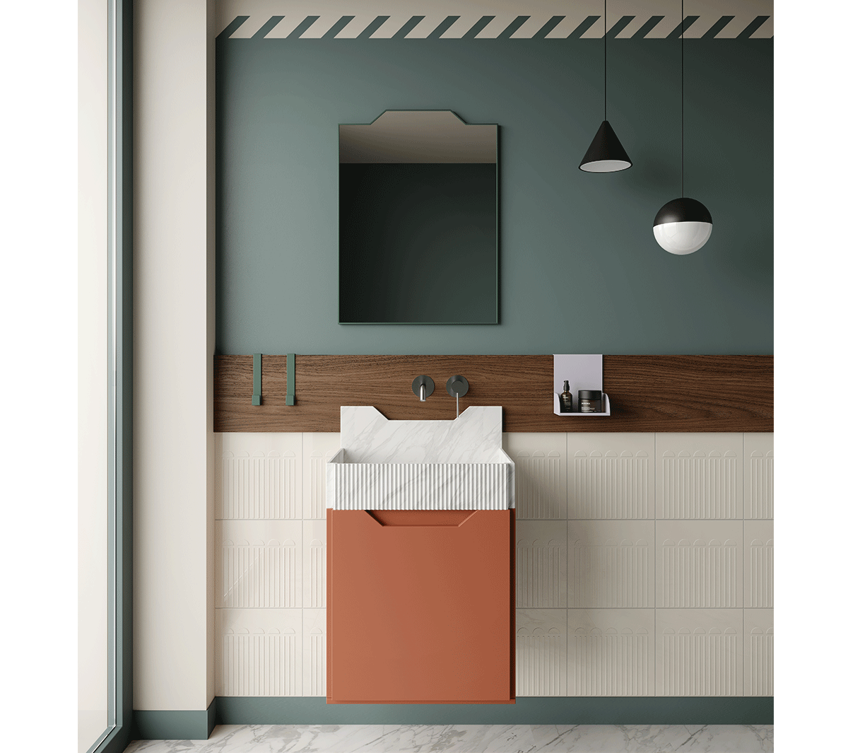 com_EXLAVFRIEZE2L/WM Подвесная раковина настенная прямоугольная Ex.T Frieze белая - Вид №1