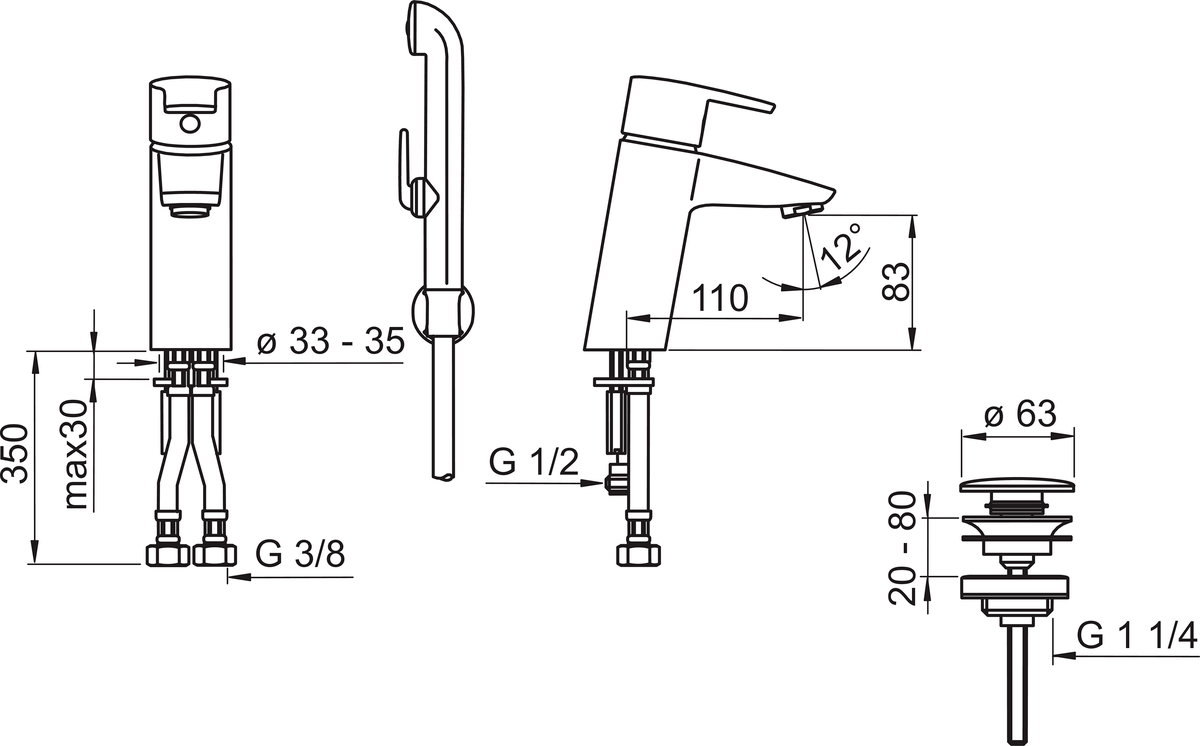 Oras 2808F Смеситель для умывальника 2808F Cubista Хром  - Вид №1