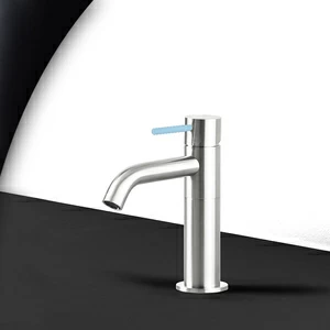 Смеситель для раковины сталь глянцевая с голубой ручкой Toki Radomonte TKS1LCIL17