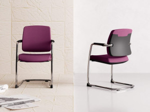 Тканевый консольный стул для конференций с подлокотниками