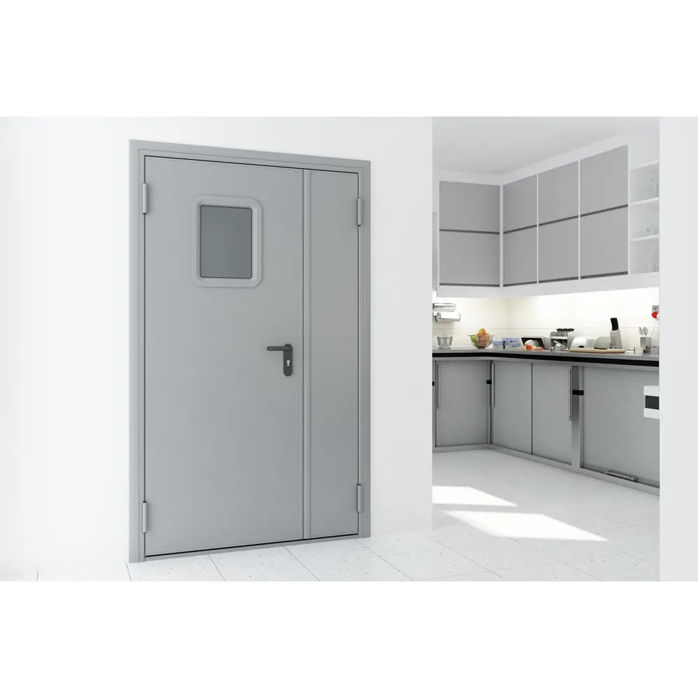 Дверь противопожарная EI60 остекленная 115x205 см левая RAL7035 DOORHAN STLM-2157650 - Вид №3