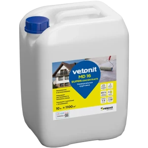 Грунтовка-концентрат для сухих и влажных помещений Vetonit МД 16 белая 10 л