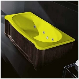 Ванна Gruppo treesse New Classic Young STD-V6747-SX-WV-Z жёлтая с гидромассажем прямоугольная левая деревянная панель венге