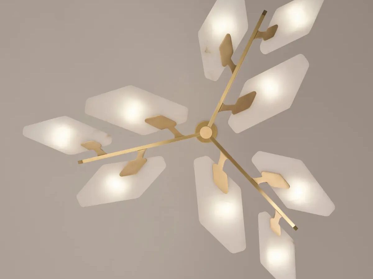 Светодиодный потолочный светильник ручной работы из металла и алебастра GASPARE ASARO LEAF ARCH-00023059 - Вид №3