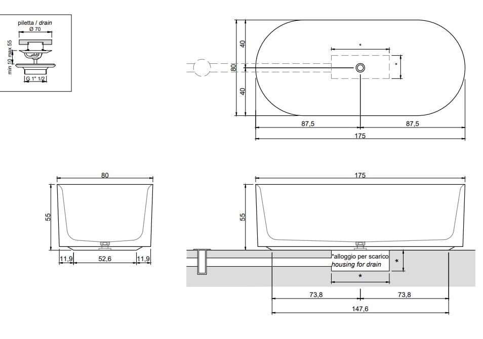 Овальная ванна Antoniolupi OASI ARCH-00056529 - Вид №3