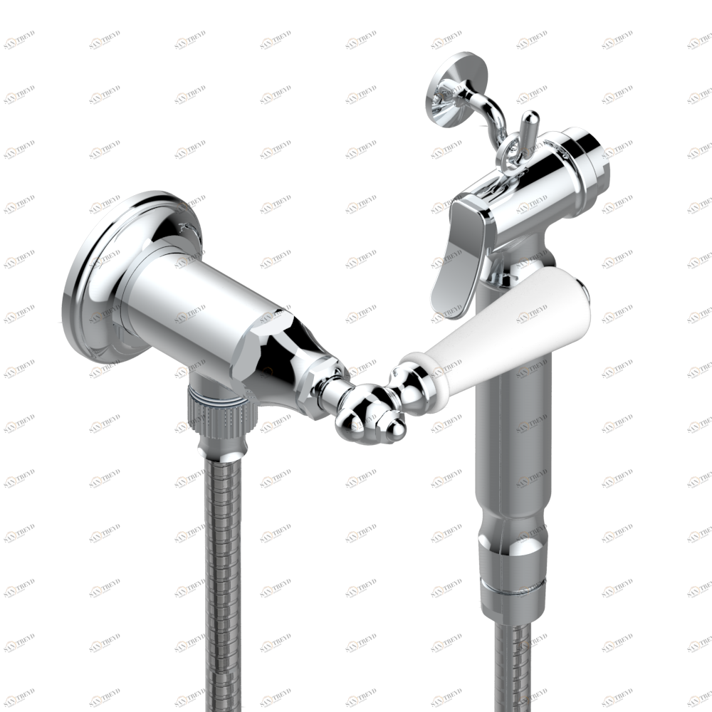 G28-5840/8 Душ гигиенический: вентиль, 1.25 м шланг, крючок, вывод для душа и лейка с клапаном (возможны только следующие покрытия A02, B01,C01, D03, E02, F01, G01,G02) Thg-paris 1900 с рукоятками Хром G28 5840/8 A02 CAT.A