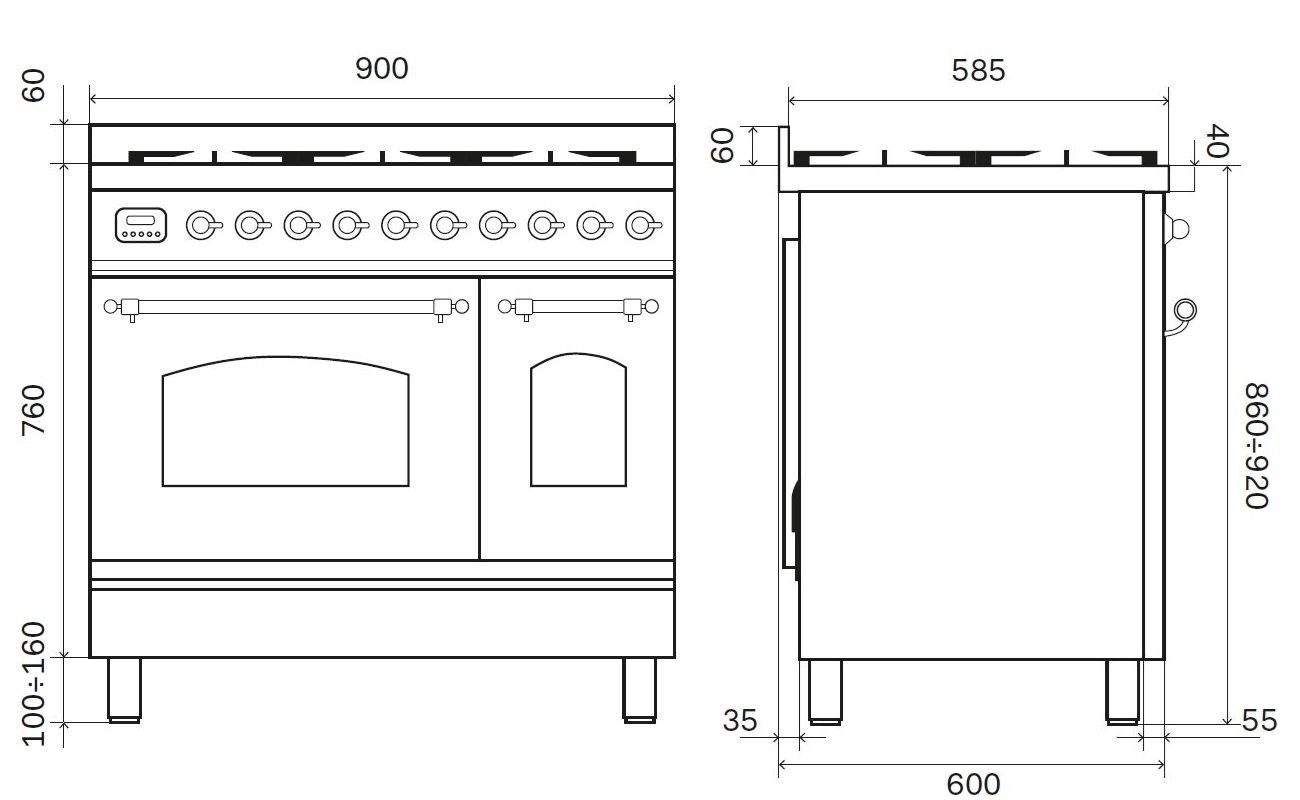 Отдельно стоящая кухня из нержавеющей стали Ilve Nostalgie ARCH-00111196 - Вид №3