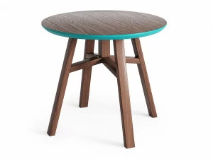 Приставной столик круглый дуб тобакко, бирюзовый 55 см Mack THE IDEA  210075 Коричневый