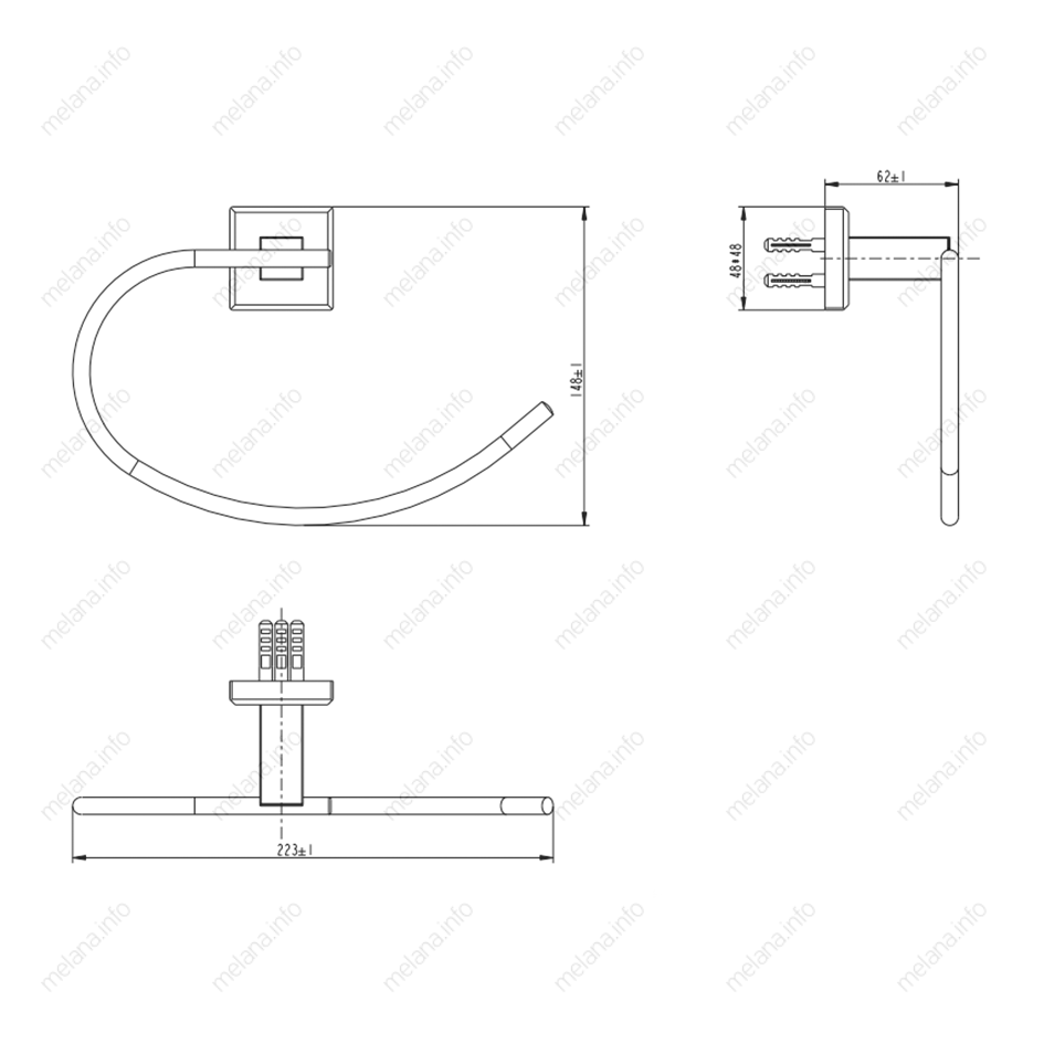 Держатель для полотенца MELANA сатин хром MLN-862009 862 серия - Вид №1