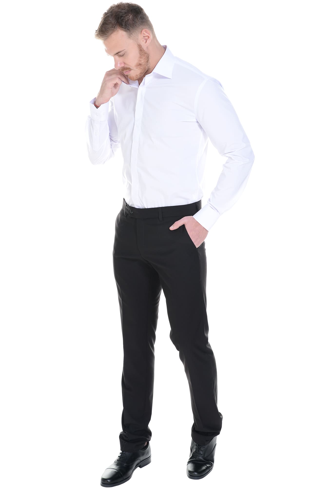 62465 Рубашка мужская  white El-Risto  Корпоративная одежда  размер 41/176-182  - Вид №20