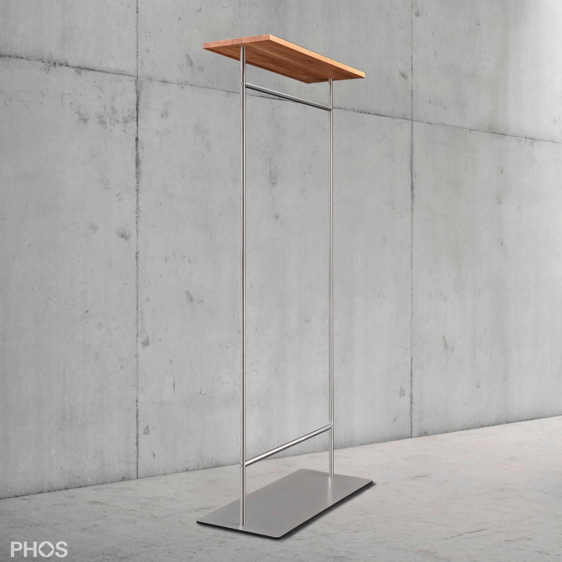 GST2-Eiche Двойной шкаф с гладкой штангой для одежды и полкой из дуба, основание: серое. PHOS  - Вид №1