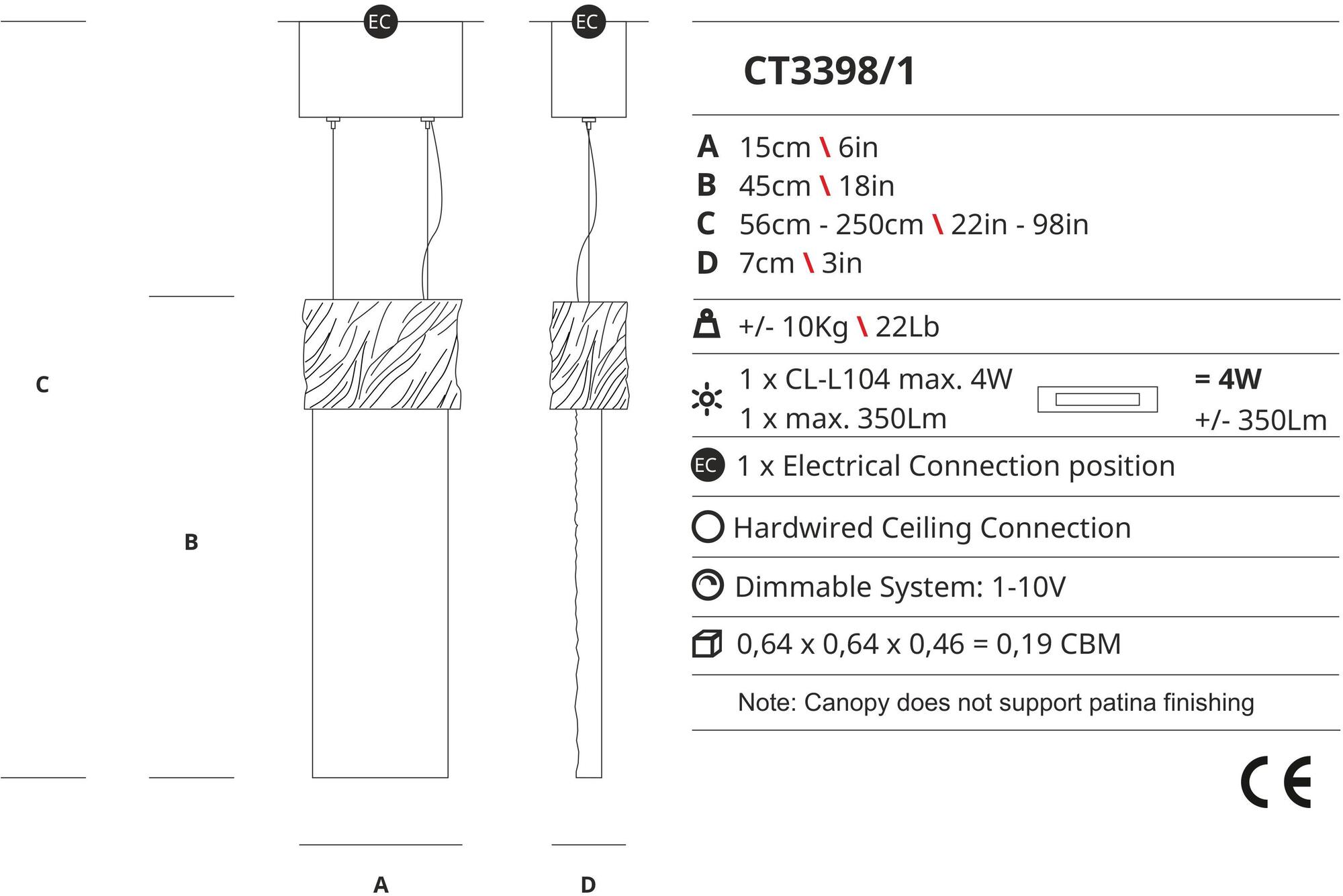 Serip Подвесной светильник из бронзы ручной работы Mondrian Ct3398/1 - Вид №1
